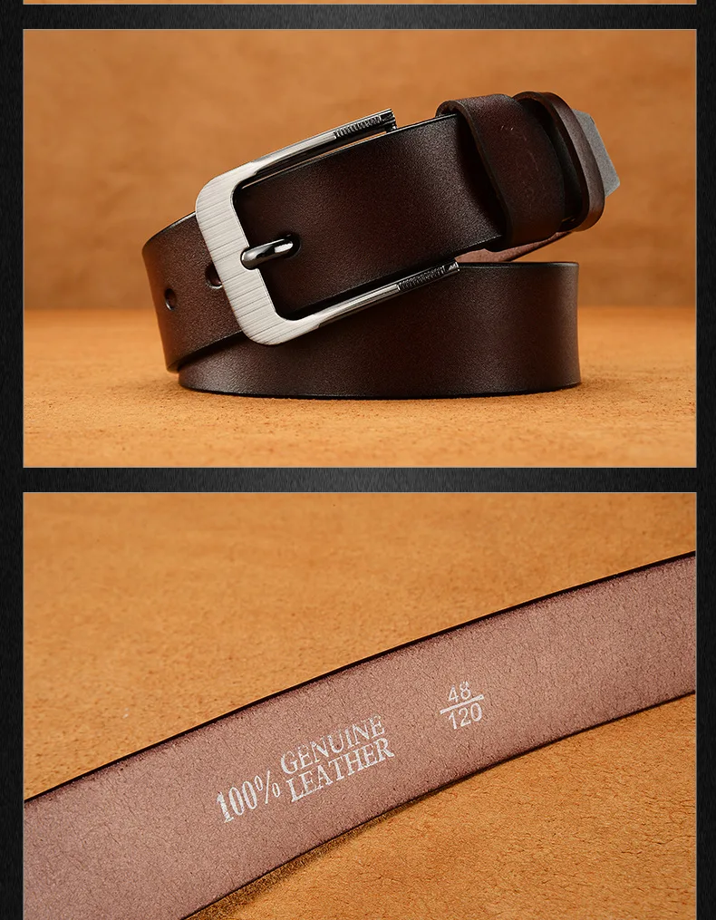 Retro Leather High Quality Buckle Jeans Pin Buckle Man Belts Business Cowboy Casual Male Fashion Designer Belt for Men black men