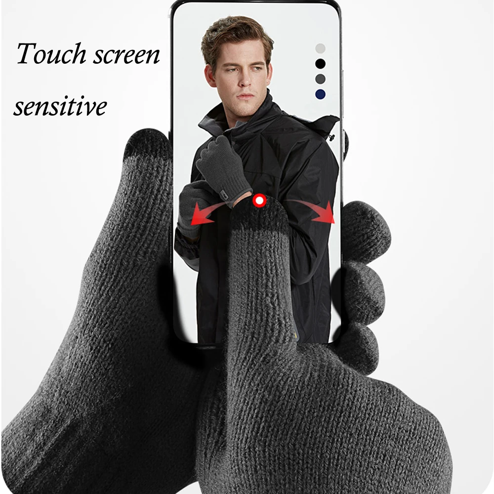 Зимние мужские женские перчатки для сенсорного экрана теплые ветрозащитные трикотажные перчатки для вождения спорта на открытом воздухе