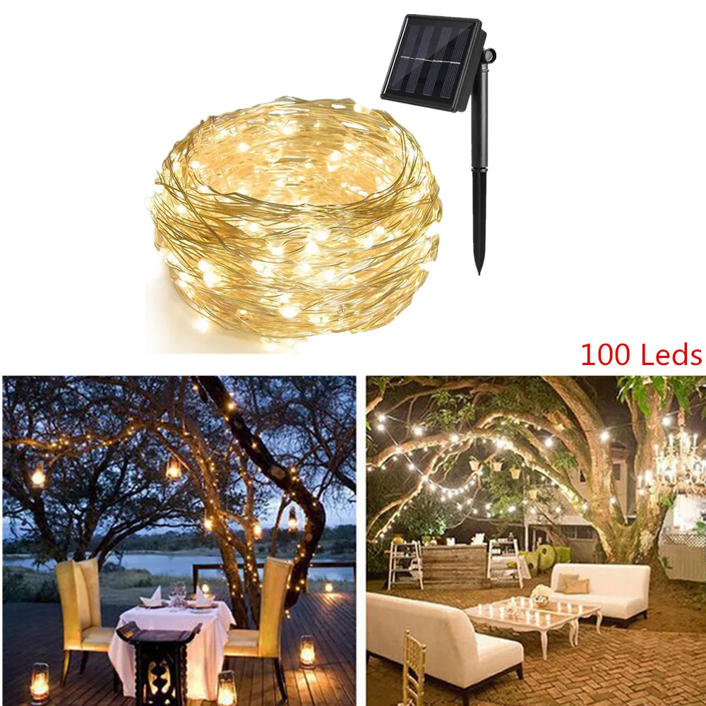 

LED Solar String lamp 2 mode Fairy Light Christmas Lights 10m 100LED Copper Wire Wedding Party Decor Lamp Garland