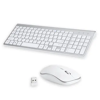 

Wireless Ultra-Thin Mute 2.4GHz Thin Full Size Wireless Keyboard Mouse Combo Set for Computer, Laptop, Desktop, Notebook (White)