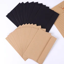 Enveloppe en papier Kraft noir, 10 pièces/paquet, carte de Message, lettre, papeterie, rangement, cadeaux, sacs de courrier, enveloppe fenêtre 