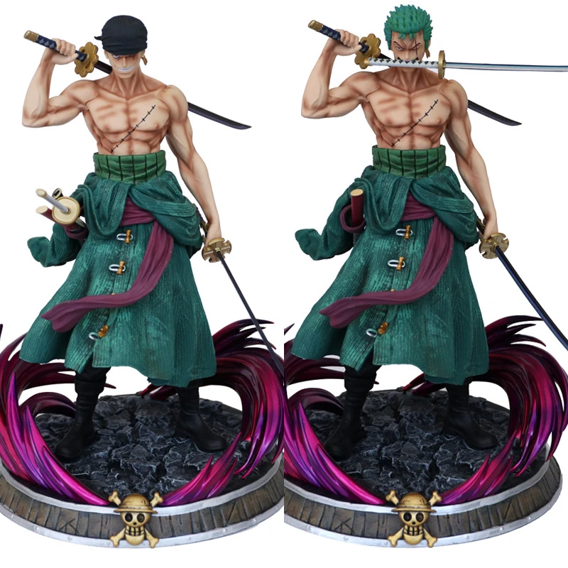 Anime One Piece Gk Zoro With 2 Heads Pvc Action Figures Collection Model Toys 37cm Action Figures Aliexpress