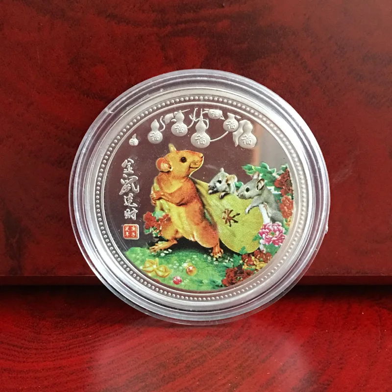 

1PC 2020 Year of The Rat Commemorative Coin Chinese Zodiac Souvenir Coin Silver Plated Non-currency Coins for Home Decoration