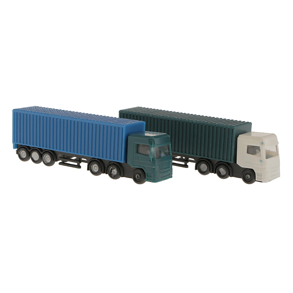 2Pcs Container Truck Transporter Truck Lorry Vehicle Car Model 1:150 N Scale 2Pcs Container Truck Transporter Truck Lorry Vehicle Car Model 1:150 N Scale