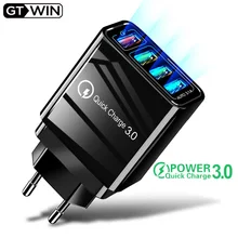 GTWIN USB Зарядное устройство Быстрая зарядка путешествия зарядное устройство для мобильного телефона Быстрая зарядка от сети стандарта ЕС, США, Великобритании США QC 3,0 переходник для iPhone huawei Коврики 30 Pro