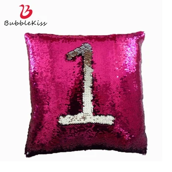Bubble Kiss 2020 Sequined Pillowcase Color Changing Pillow Cover Mermaid Two Color Pillows Festival Christmas Decor