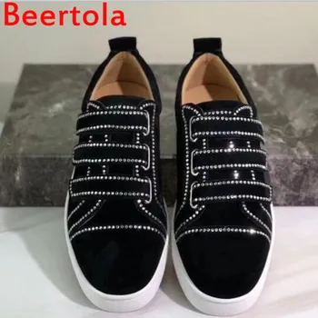 

Brand Beertola Men's Sneakers Round Toe Bling Crystal Men Casual Flats Shoes Leisure Style Chaussures Male Shoe Black Color