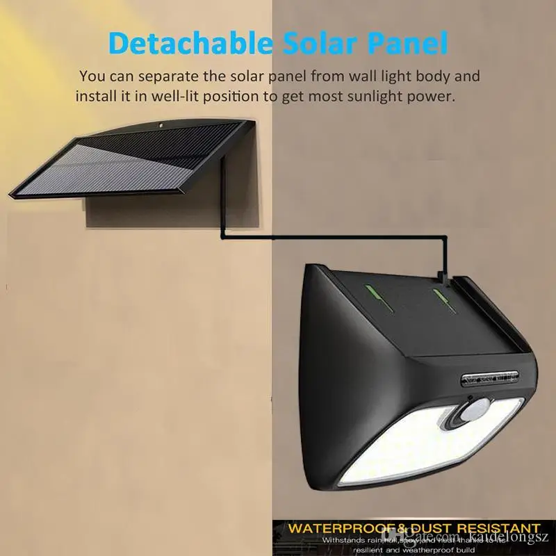 48 LED Solar Light Garden Motion Sensor Light Outdoor Waterproof Solar Panel Power Lights Separate Security Street Path Wall Lamp