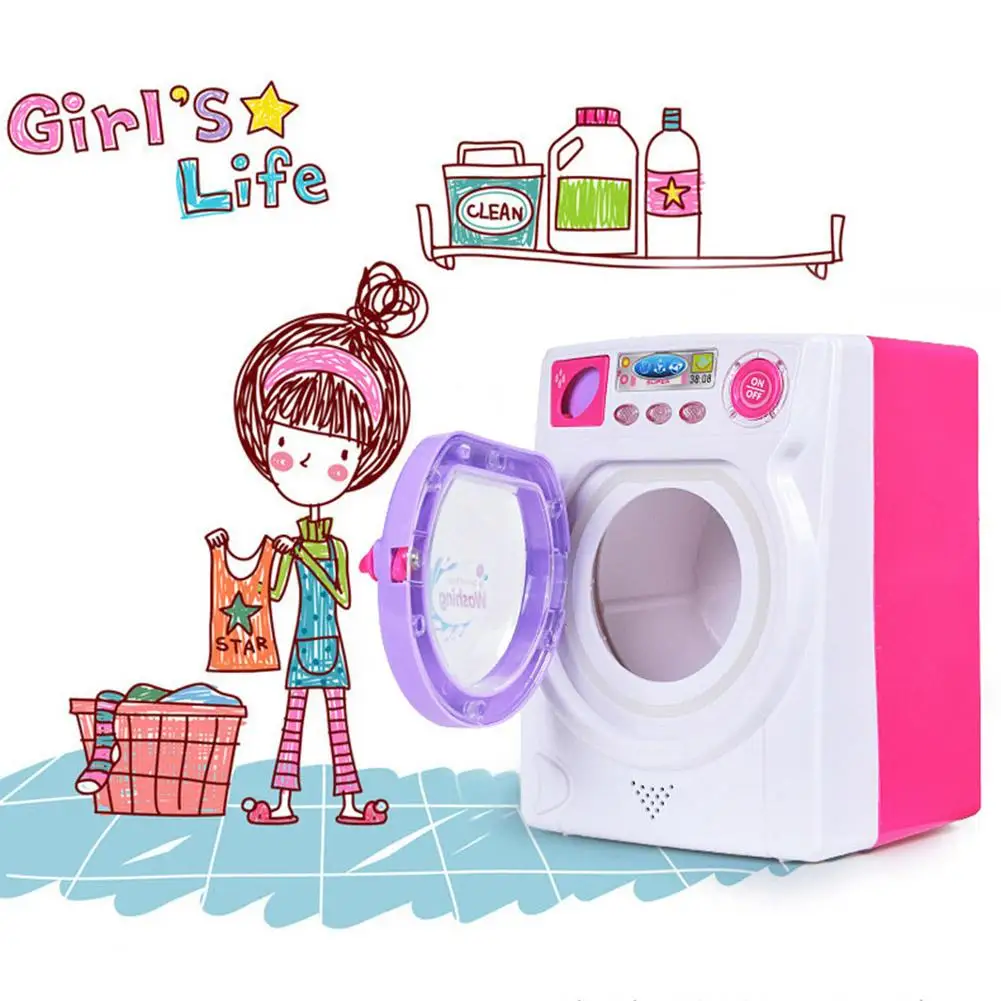 Mini Washing Machine Toy Kids Electronic Housework Toy Mini Realistic
