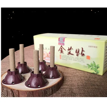 

50pcs/set Moxa Stick Moxibustion Smokeless Roll Mini Self-adhesive Acupuncture Massage Sticker Artemisia Box Holder Roller Cream