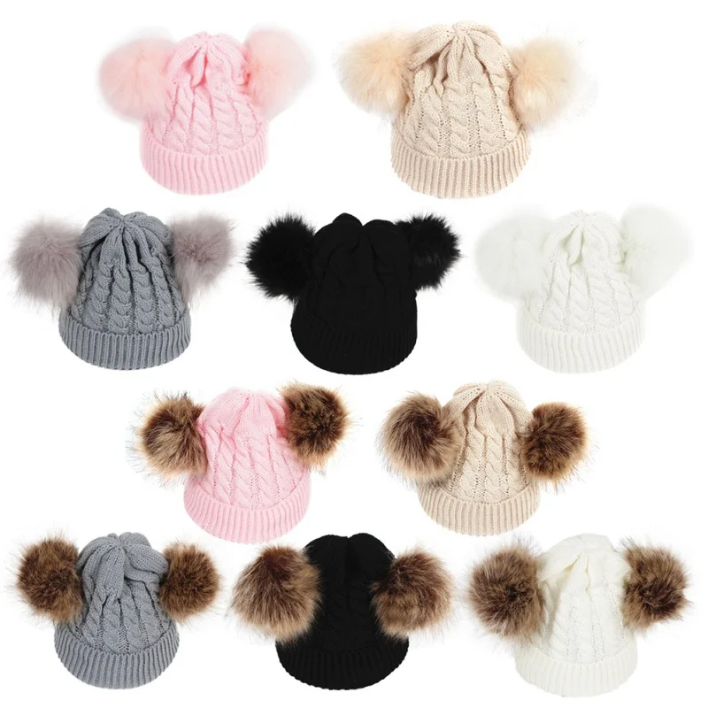 Вязаная Детская шапка для девочек и мальчиков; теплые зимние аксессуары для малышей; комплект из 2 предметов: шапочка+ шарф