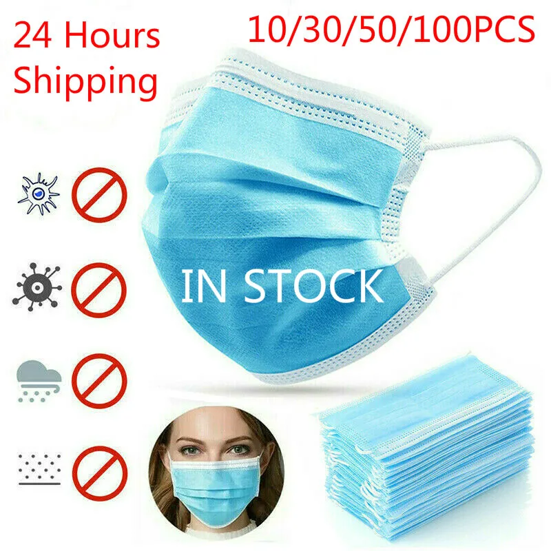 

/110//50/100PCS Disposable Surgical Mask Face Mouth Mask Anti saliva 3 Layers Filter Non Woven Fabric 24 Hours Shipping