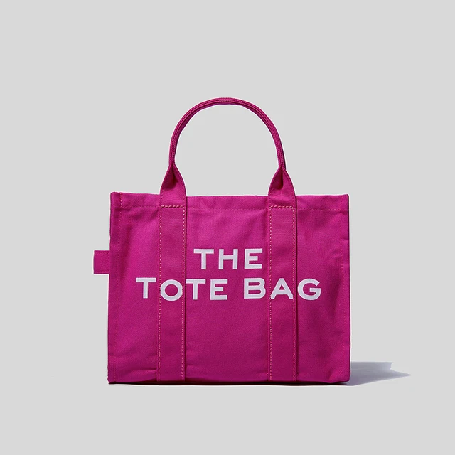 Large Capacity Canvas Tote Women Shoulder Bag Letter Printed Crossbody Bags for Women Casual Cloth Women Handbag Big Shopper Bag Rose Red