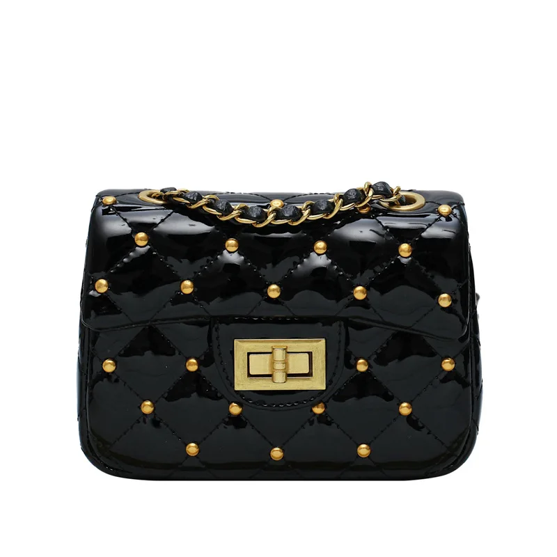 

Fashion New Style Bag Women's 2019 New Style Fresh Versatile Rivet Shoulder Bag Korean-style Textured Chain Shoulder Bag