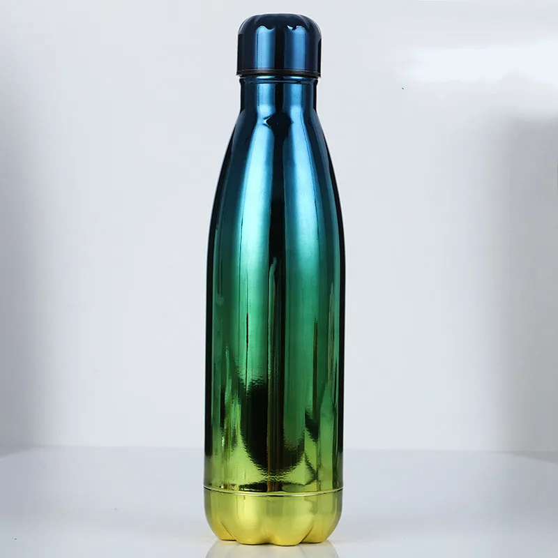 Blue Green 500 мл кофейная бутылка с покрытием звездного неба типа колба Спортивная бутылка внутри и снаружи 304 нержавеющая сталь Боулинг чашка - Цвет: Blue Green