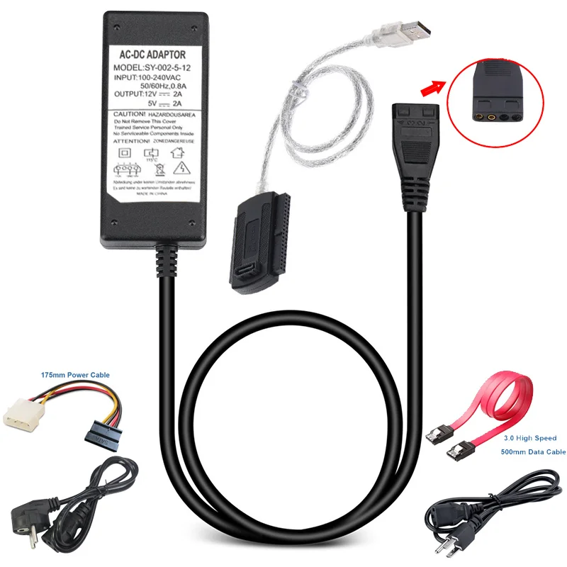 Ingelon USB to Sata IDE S-ATA 2.5/3.5 inch USB2.0 HD HDD Hard Drive Adapter Power Converter EU US AC Cable Plug and Play | Компьютеры и