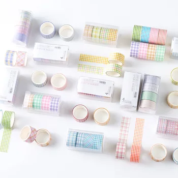 

4 pcs/lot Fresh Lattice Washi Tape set Cute DIY Decoration Sticker Scrapbooking Adhesive Masking Tape stationery gift