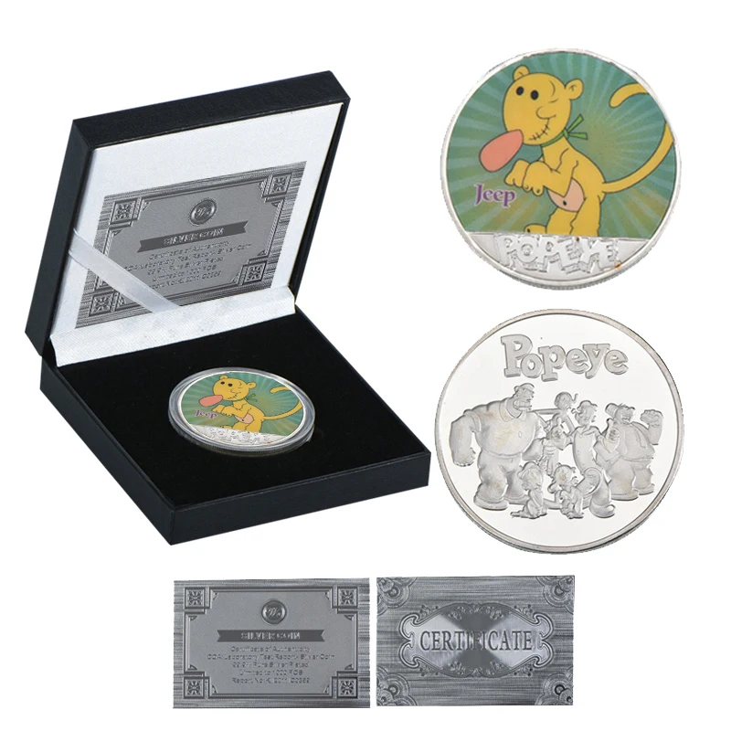 coin with box 6 WR Popeye Посеребренная металлическая копия монет мультяшный персонаж копия монеты коллекционные вещи Россия Подарки на день рождения сувениры - Цвет: coin with box 6