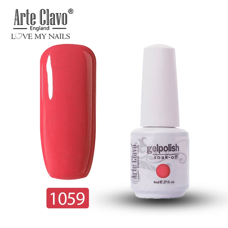 Arte Clavo 8 мл Гель-лак для ногтей верхний слой и Базовое покрытие Гель-лак для ногтей Светодиодный УФ-лак 85 цветов Гель-лак для ногтей - Цвет: 1059
