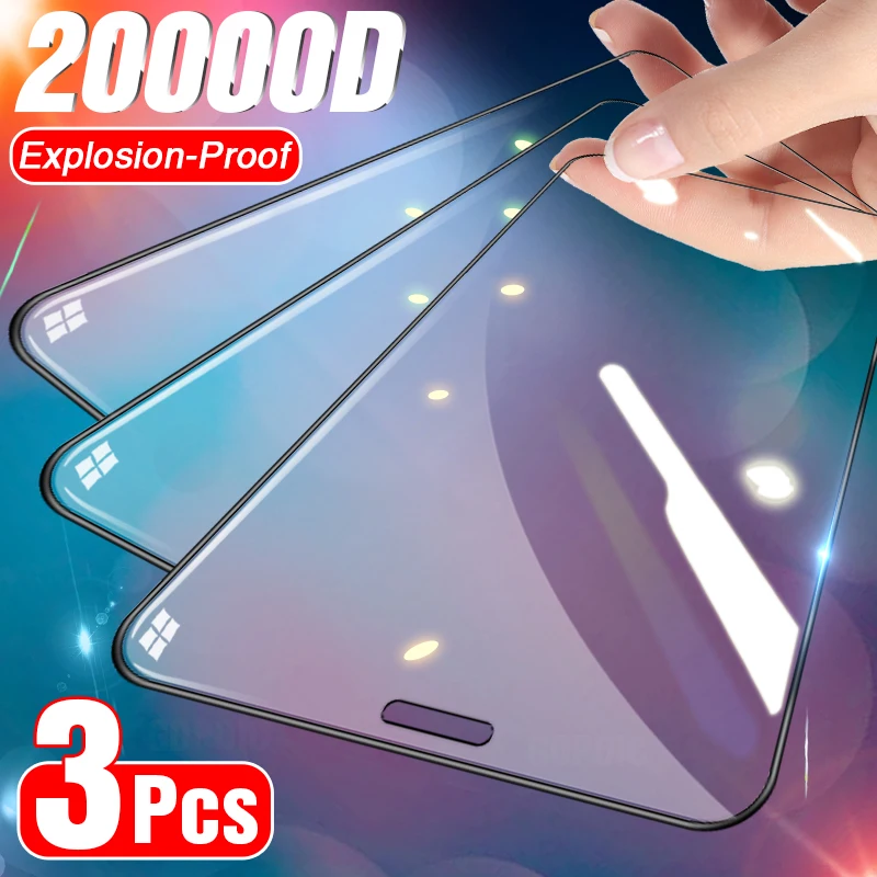 Funda completa de vidrio templado para IPhone, Protector de pantalla para IPhone 11, 12 Pro Max, Xs Max, XR, borde curvo, 3 uds.