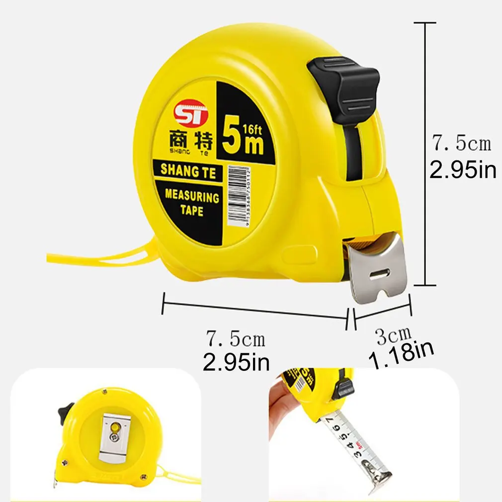 Automatic Telescopic Meter Stainless Steel Tape Measure Woodworking Tools Clear Scale Anti-fall Portable Tape Measure digital water flow meter