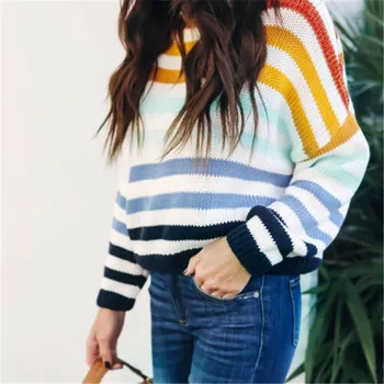 

2019 Fashion Women O-Neck Knitted Sweater Oversize Long Sleeve Loose Jumper Tops Knitwear