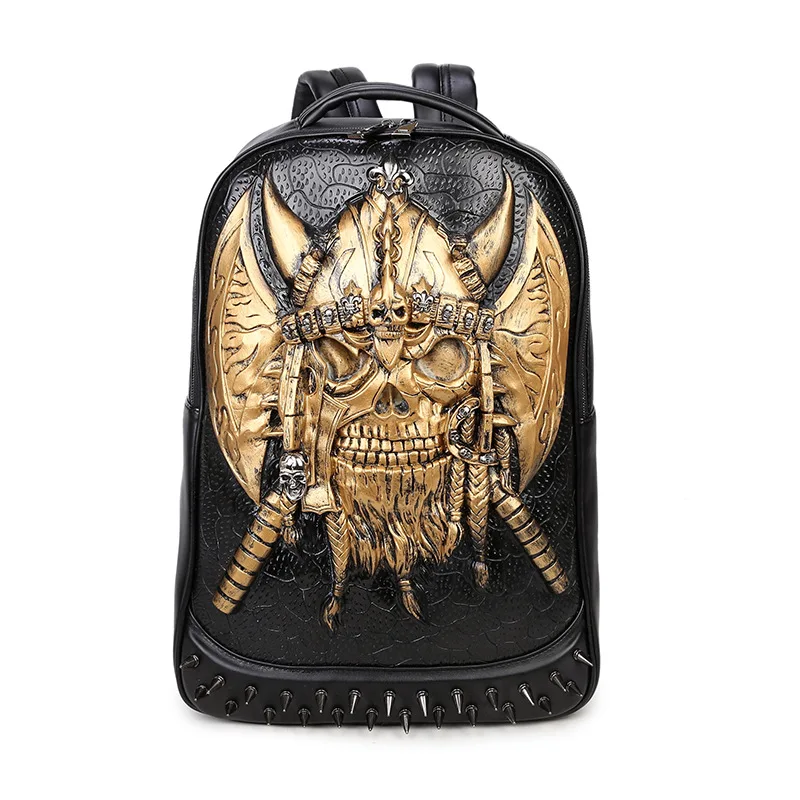 

2019 New Style Skull Necklace Backpack Men Customizable Logo Travel Waterproof Computer Bag Skull Large-capacity Backpack
