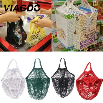 

Storage Bag Handbag Mesh Net Woven Tote Women Fashion Grocery Shopping Mall Fishnet String
