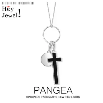 

Charm Necklace Round Disc & Cross,2020 Spring Fashion Vitnage Jewelry Europe 925 Sterling Silver Bijoux Gift For Women Men