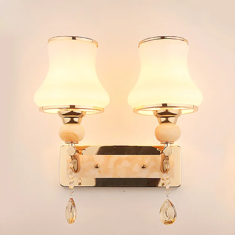 

bedside lamp European modern simple wall lamp single double head warm bedroom living room Corridor Hotel glass lamp