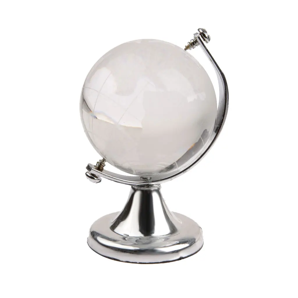 Silver Stand Crystal World Globe Wedding Paperweight Vastu Feng Shui Decor