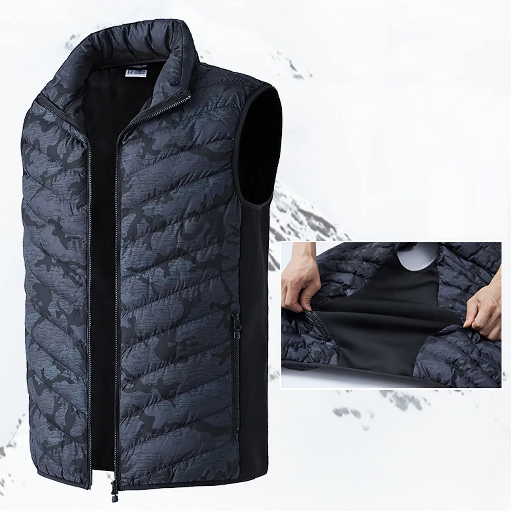 Feitong мужской жилет Зимняя мужская верхняя одежда мужской умный USB Soulder задний Электрический теплый пуховик хлопковая куртка
