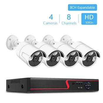 

4/8CH Video Surveillance System 2/4Pcs 1080P Indoor Outdoor IR Weatherproof IP Cameras HD CCTV DVR kit Surveillance CCTV System