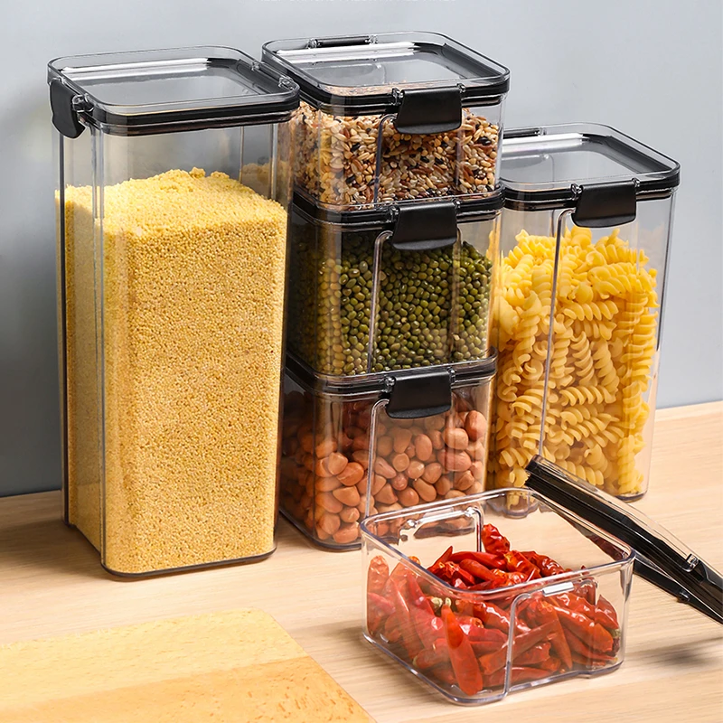 Different Capacity Food Storage Container Plastic Kitchen Refrigerator Noodle Box Multigrain Tank Transparent Sealed Can | Дом и сад