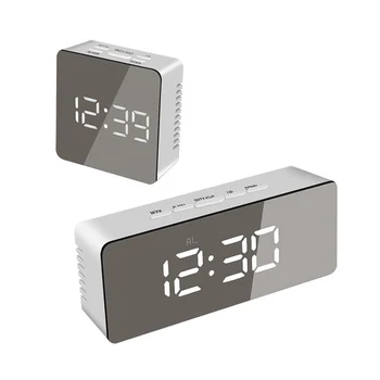 

Electronic LED Digital Mirror Alarm Clock Snooze Table Clock Wake Up Light Large Time Temperature Display Home Decor Desk Clock