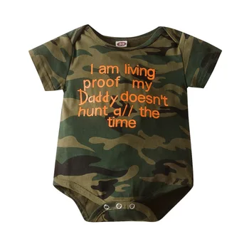 

Baby Romper Camouflage with Letter Print Short-sleeved Baby Jumpsuit for Boy