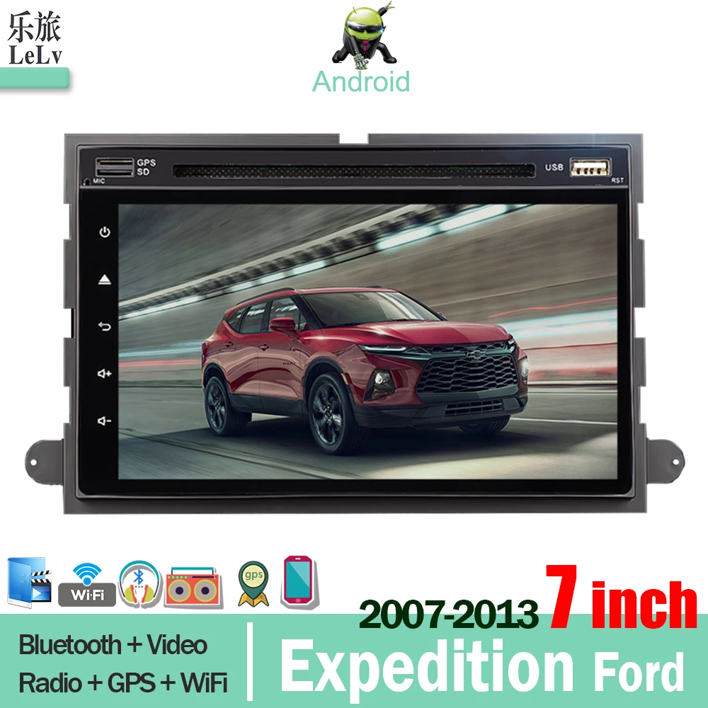 

LELV 2 din Octa Core Android Car radio bluetooth DVD Stereo GPS Navigation Multi-Media For Ford Expedition 2007-2013 7"