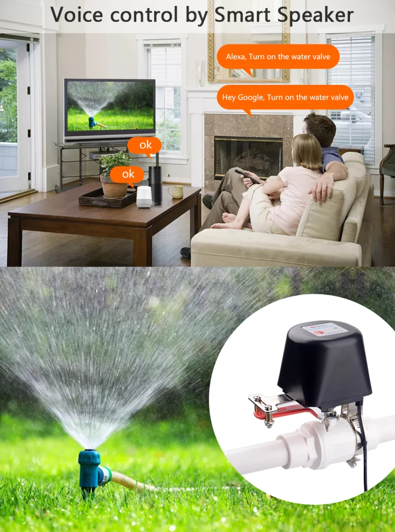 Torneira de Água Interruptor da Válvula Gás sem Fio Casa Inteligente Tuya Zigbee - Controlador wi fi Tubo Robô Controle Voz Apoio Alexa Google Diy 6 água interruptor da válvula gás sem fio