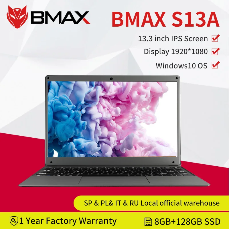 BMAX S13A 13,3 pulgadas Intel N3350 portátil window10 portátil 8GB LPDDR4 128GB SSD 1920*1080 IPS portátiles Intel