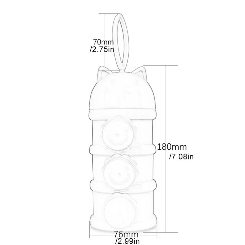 Large-capacity portable replaceable cartoon side-opening 3-layer milk powder box