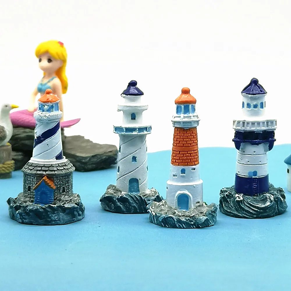 Lighthouse Seagull Miniature Fairy Garden Ornament DIY Glass Decor Small Stuff Figurine Statue Model Resin Craft Home Decoration ornament crafts miniature figurines resin ornaments miniature ornament