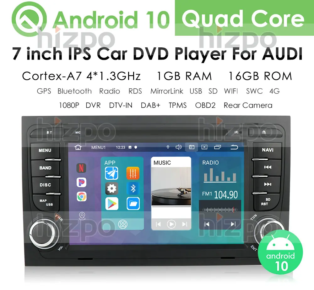 Автомобильный GPS-навигатор IPS Android 10 1G 16G для Audi A4 B6 B7 S4 RS4 SEAT Exeo dvd-плеер радио WIFI 4G OBD2