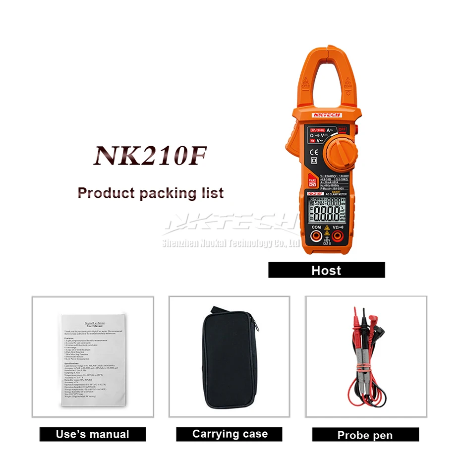 NKTECH NK210F цифровой токоизмерительный прибор с автоматическим диапазоном напряжения переменного тока, постоянного тока, сопротивление тока, частота 6000 отсчета, автоматическое сканирование, двойной ЖК-дисплей