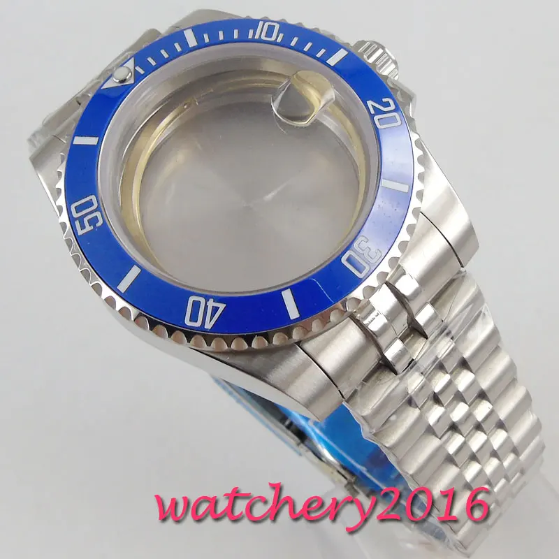 40mm sapphire glass Watch Case jubilee strap fit miyota 8215 821A 8205 Movement