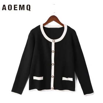 

AOEMQ Fashion Cardigan Coat O-Neck Collar Cardigan Outwear Coats with Simulation Pearl Single Button Classic Coat Women Clothing