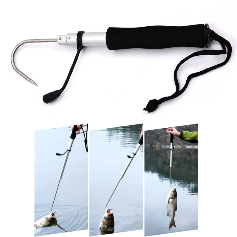 1pc Stainless Steel Fish Landing Telescope Retractable Tool Gaff Hook Spear  Saltwater Offshore Ice Fishing Control Tackle - AliExpress