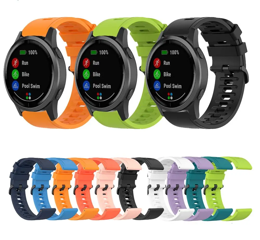 

20 22MM Silicone Band Strap For Garmin Vivoactive 4 / Vivoactive 3 / 3 music Bracelet WirstStrap For Samsung Galaxy 3 45mm 41mm