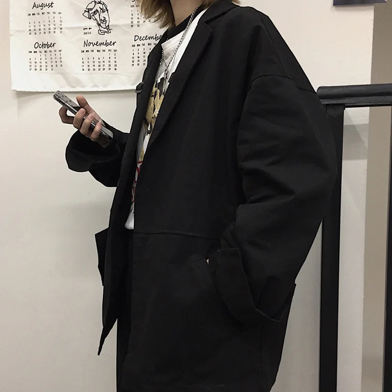 Woherb Осень корейский Ретро Модный Пиджак женское черное пальто эстетический принт винтажные повседневные куртки Femme 22908