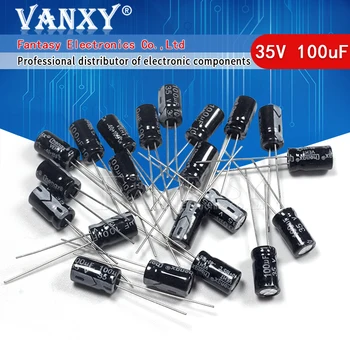 

50PCS Higt quality 35V 100UF 6*12mm 100UF 35V 6.3*12 Electrolytic capacitor