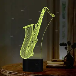 Красочный маленький ночник-индивидуальная Настройка персональных инструментов-саксофон светодиодный стереолампа 3D ночник FS-3688